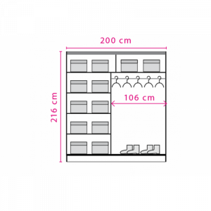 Skapis ar bīdāmām durvīm un spoguli Effect EF-1-20