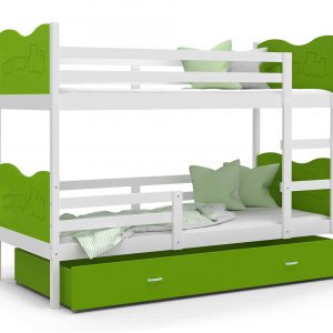 max-biel-zelen Divstāvu gulta MAX MDF