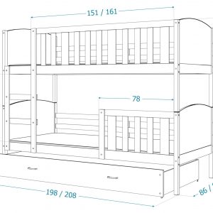 Divstāvu gulta TAMI 3 MDF grafika